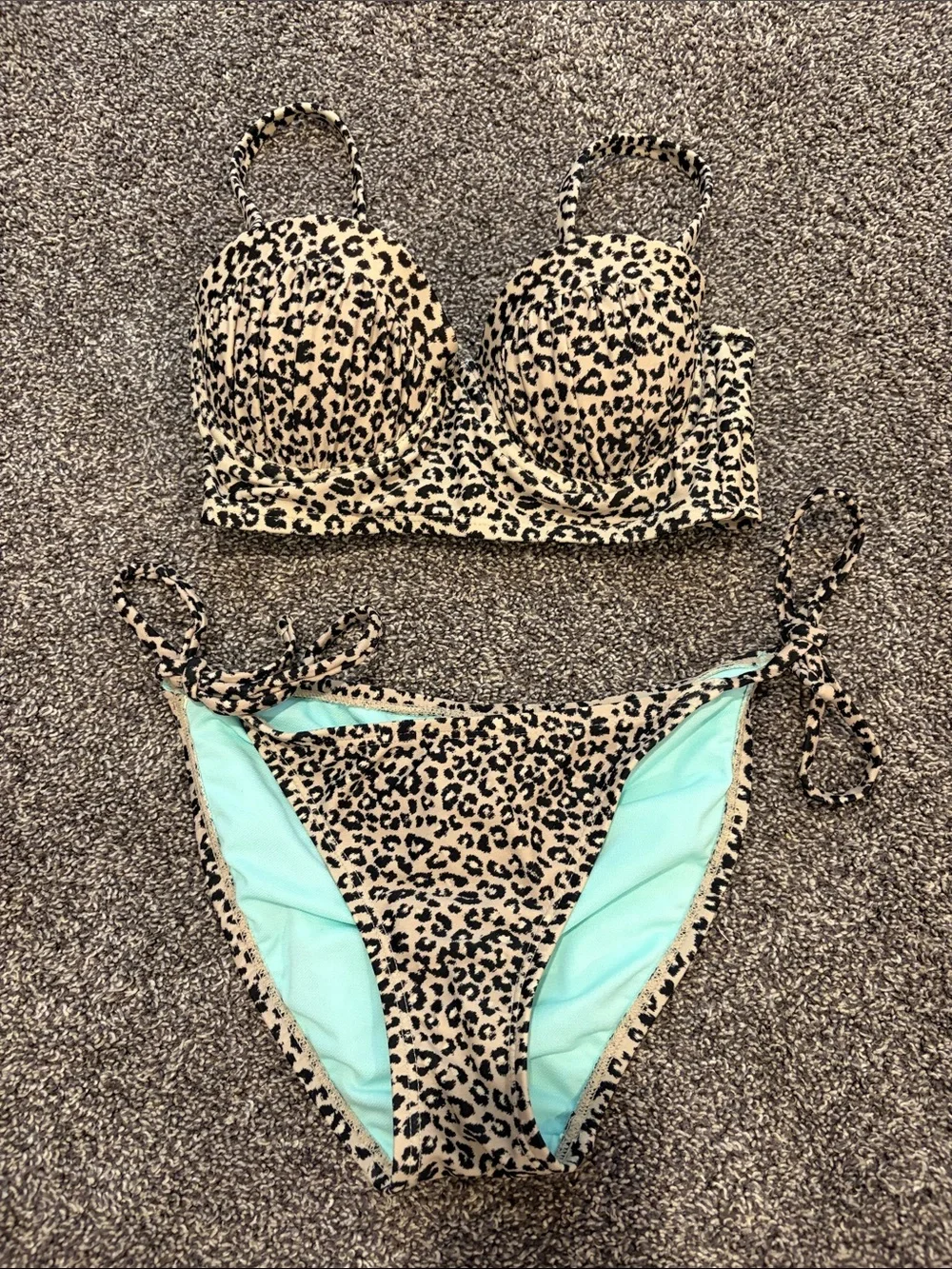 Leopard Print Bikini Set - Tan and Black